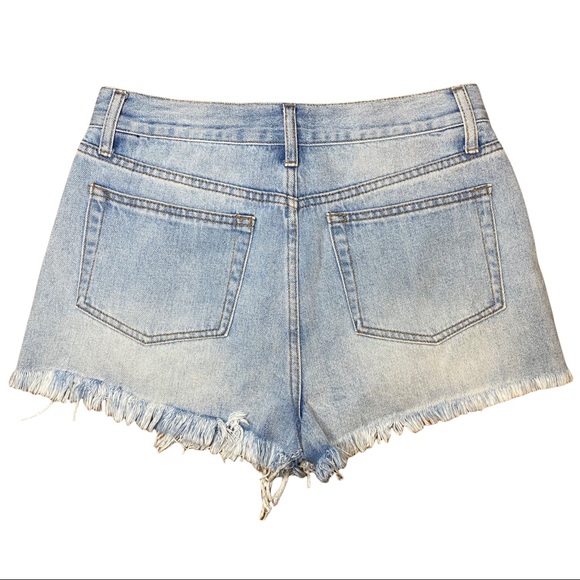 High Rise Distressed Denim Cut Off Mini Shorts size 27 - Picture 5 of 7